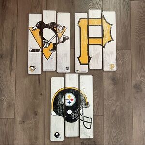 Wincraft Pittsburgh Steelers Pirates and Penguins Wood Fence Signs